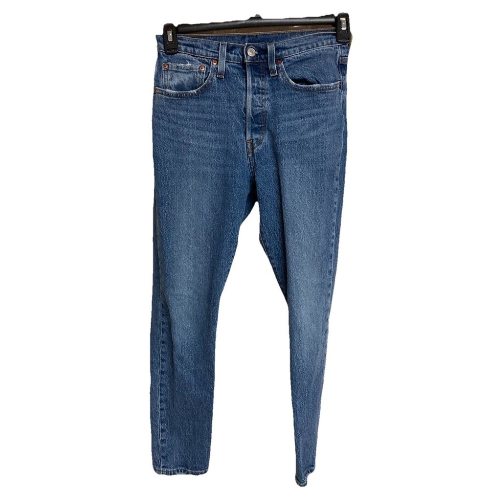 Women's Levi's 501S Skinny Jeans Medium Wash Blue Size 26x28 (28x27 ACTUAL)